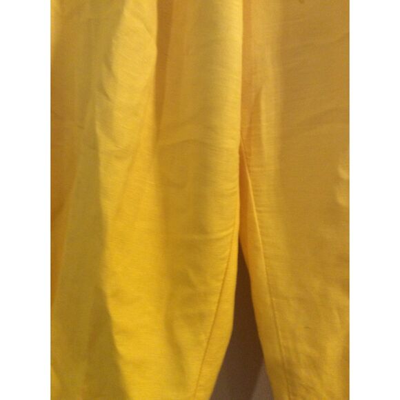Zac & Rachel Yellow Capri Pants Elastic Waist Large Legs Linen Blend XL - Picture 5 of 5